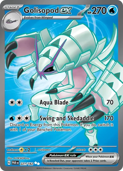 Golisopod ex 221 Pokemon card from Paradox Rift set