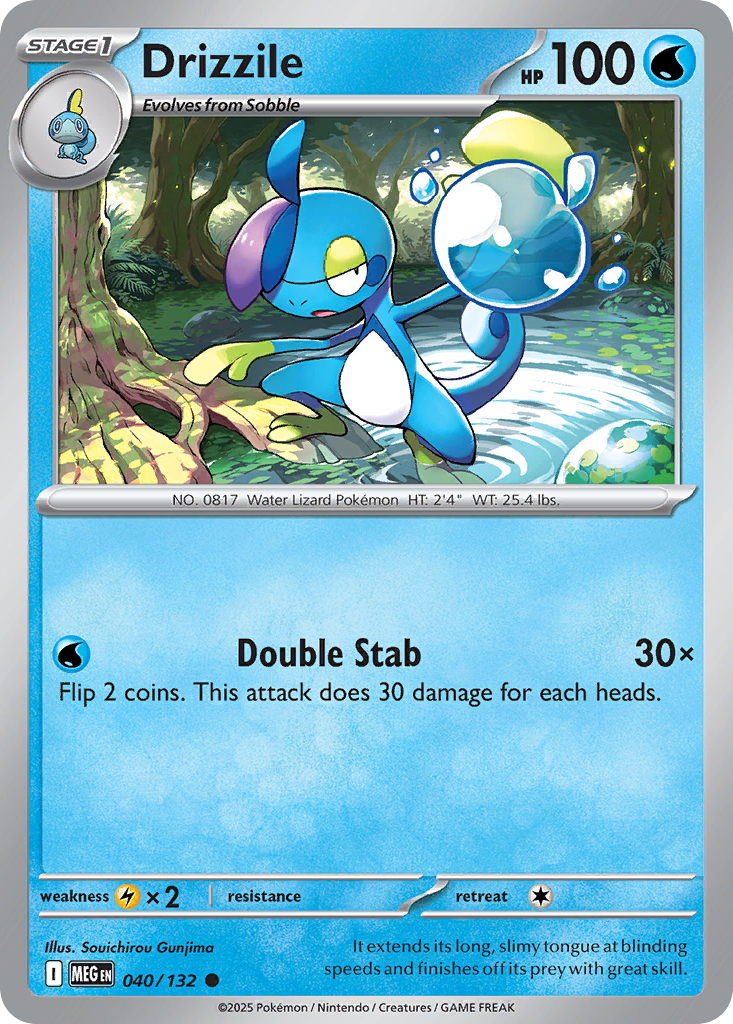 Drizzile 40 Pokemon card from Mega Evolution set