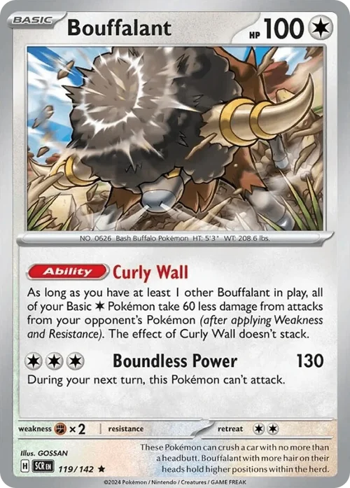Bouffalant 119 Pokemon card from Stellar Crown set