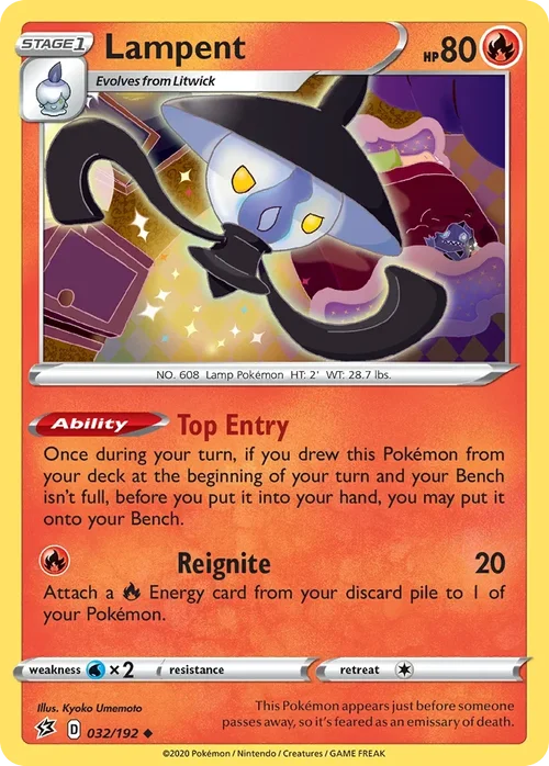 Lampent 32 Pokemon card from Rebel Clash set