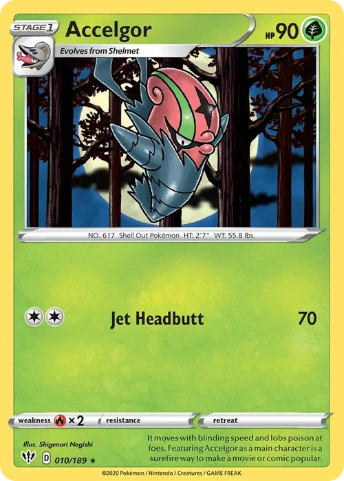 Accelgor 10 Pokemon card from Darkness Ablaze set