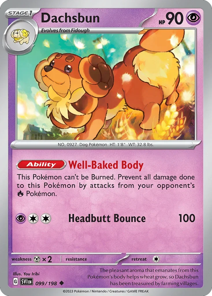 Dachsbun 99 Pokemon card from Scarlet & Violet set