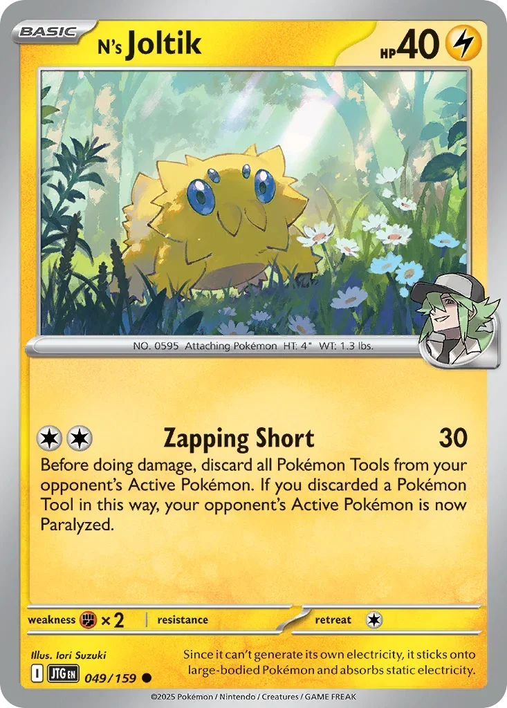 N's Joltik 49 Pokémon card from JTG set