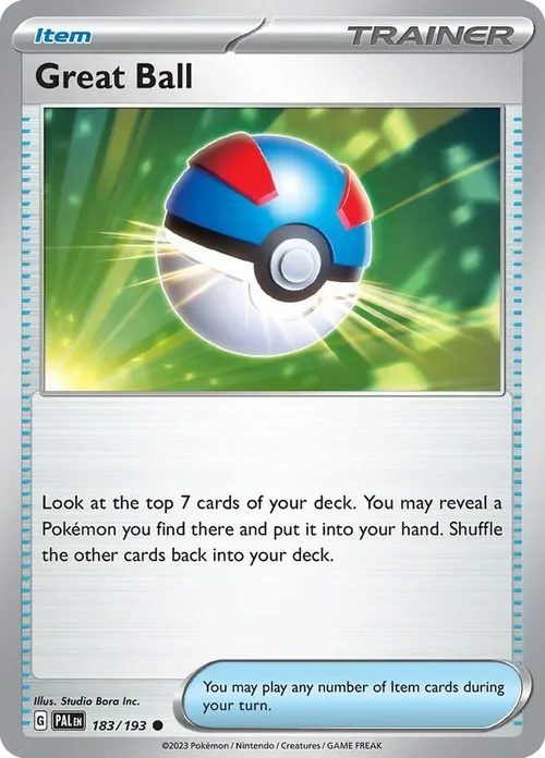 Great Ball 183 Pokemon card from Paldea Evolved set
