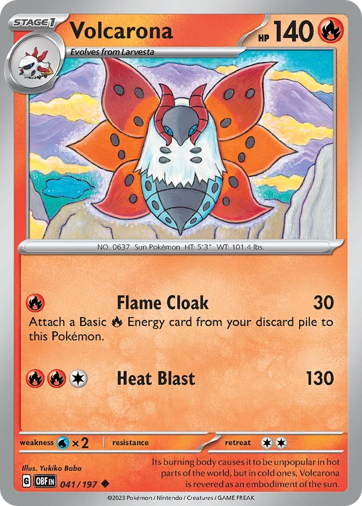 Volcarona 41 Pokémon card from Obsidian Flames set