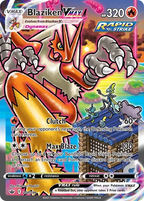 Blaziken VMAX 201 Pokemon card from Chilling Reign set