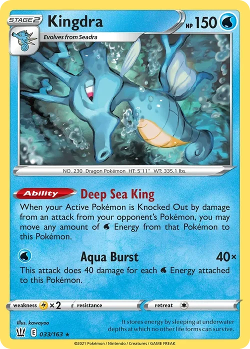 Kingdra 33 Pokemon card from Battle Styles set