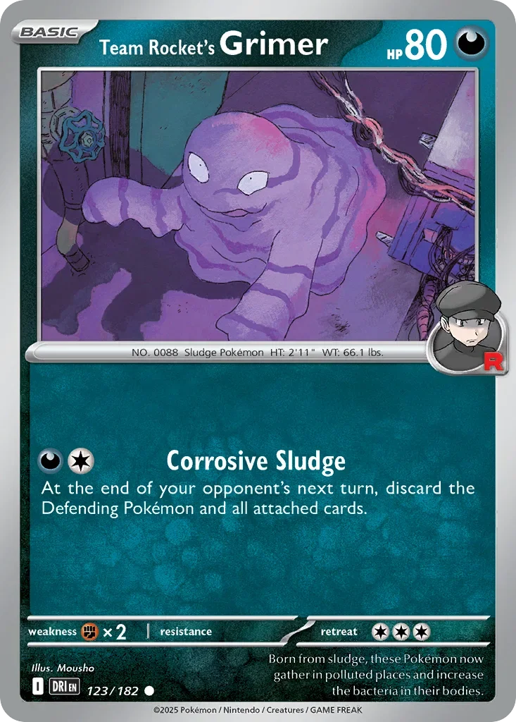 Team Rocket's Grimer 123 Pokemon card from Destined Rivals set
