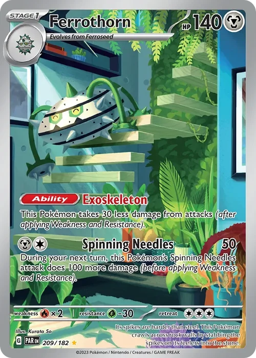 Ferrothorn 209 Pokemon card from Paradox Rift set
