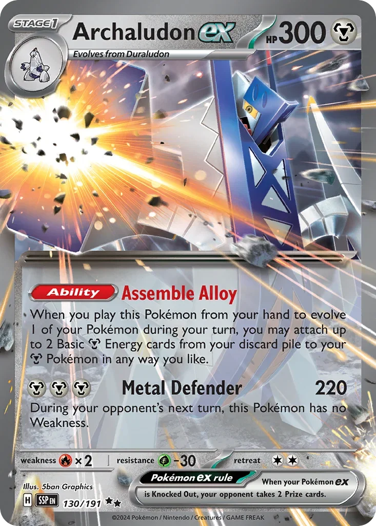 Archaludon ex 130/167 Pokemon card from Surging Sparks set