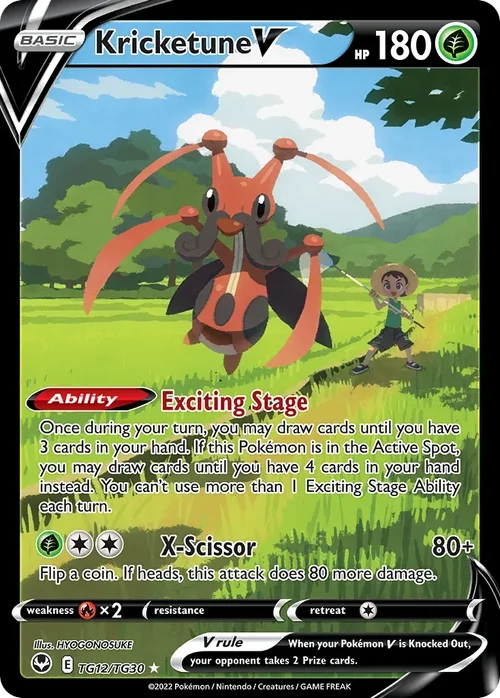 Kricketune V TG12 Pokemon card from Silver Tempest set