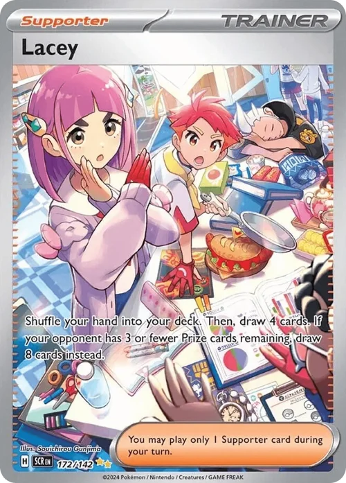 Lacey 172 Pokemon card from Stellar Crown set