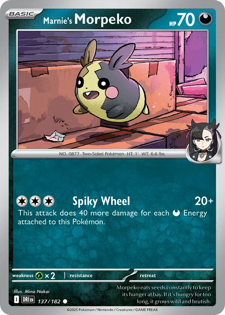 Marnie's Morpeko 137 Pokemon card from Destined Rivals set