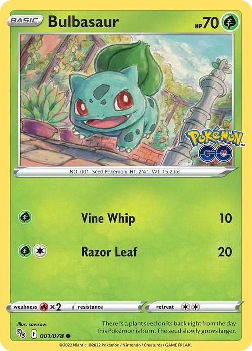 Bulbasaur 1 Pokemon card from Pokemon GO set