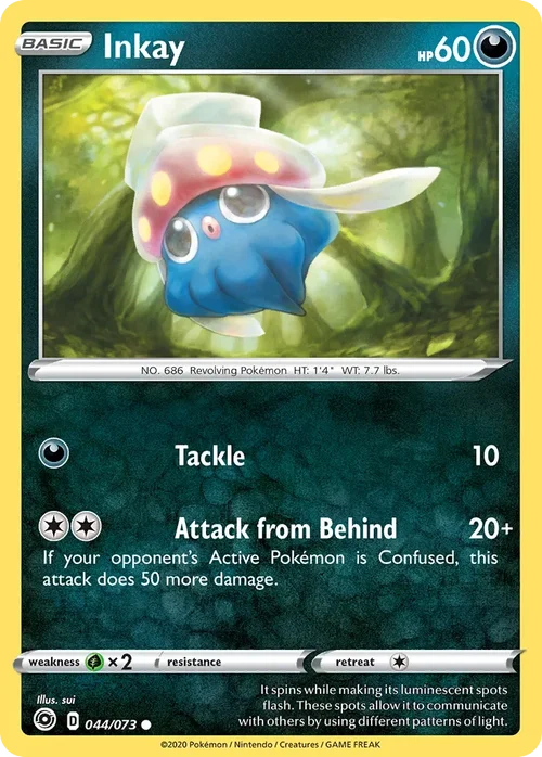 Inkay 44 Pokemon card from Champion's Path set