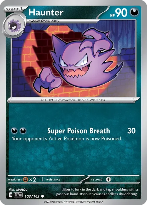 Haunter 103 Pokemon card from Temporal Forces set
