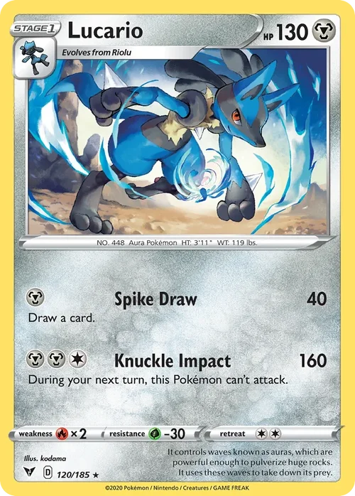 Lucario 120 Pokemon card from Vivid Voltage set