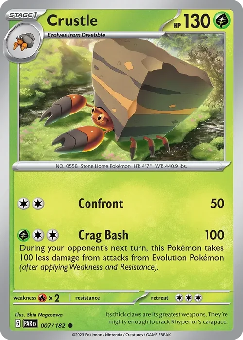 Crustle 7 Pokemon card from Paradox Rift set