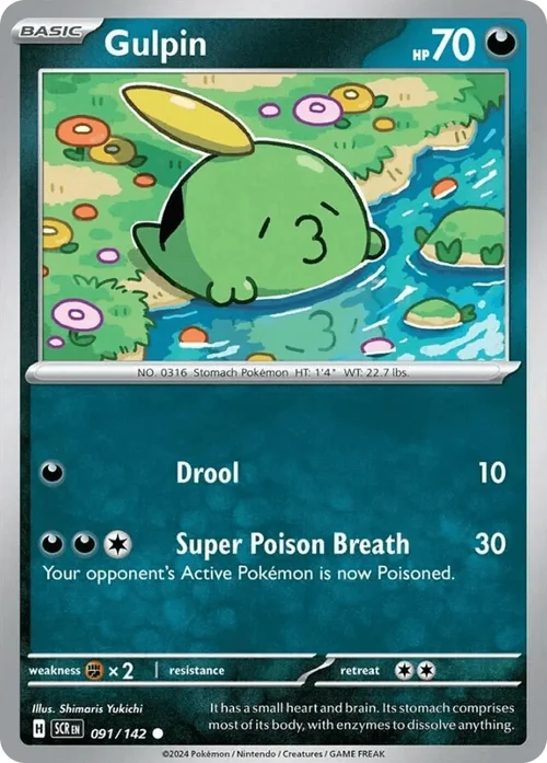Gulpin 91 Pokemon card from Stellar Crown set