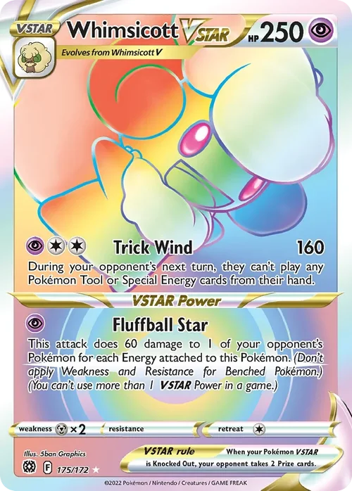 Whimsicott VSTAR 175 Pokemon card from Brilliant Stars set