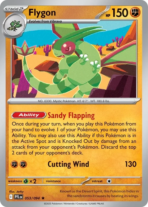 Flygon 53 Pokémon card from Phantasmal Flames set