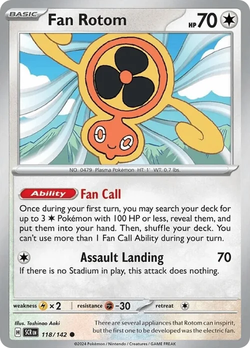 Fan Rotom 118 Pokemon card from Stellar Crown set