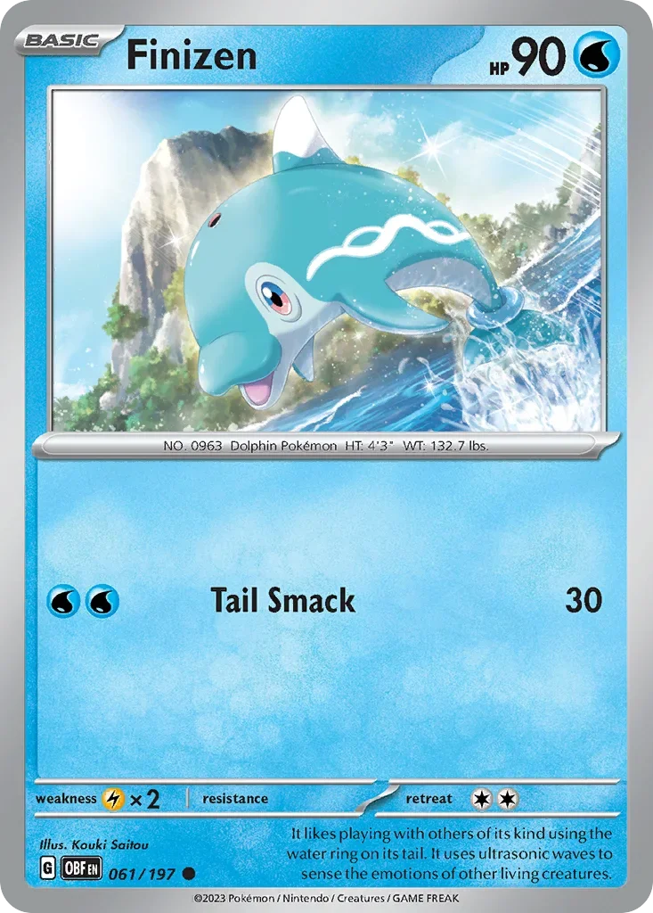 Finizen 61 Pokémon card from Obsidian Flames set