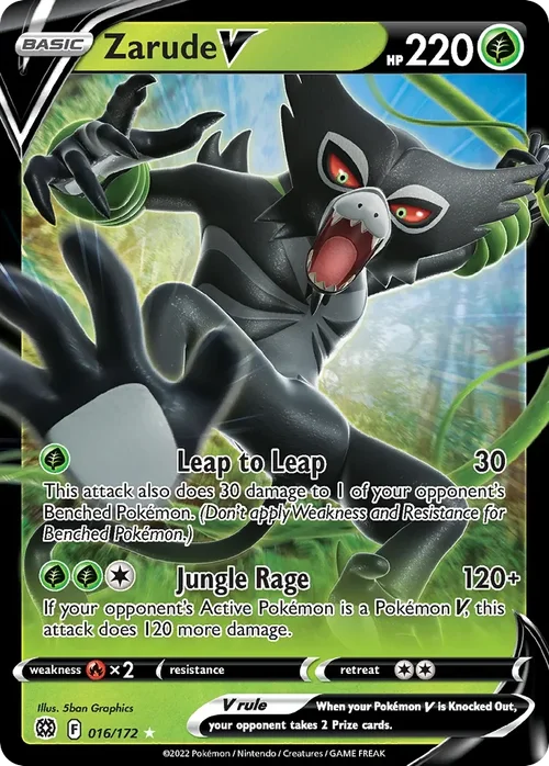 Zarude V 016 Pokemon card from Brilliant Stars set