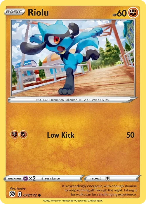 Riolu 078 Pokemon card from Brilliant Stars set