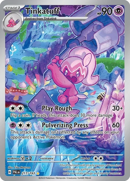 Tinkatuff 217 Pokemon card from Paldea Evolved set