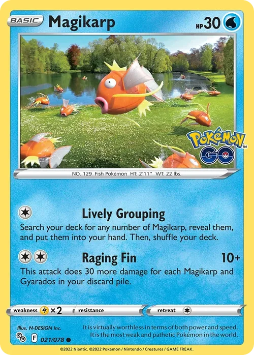 Magikarp 21 Pokemon card from Pokemon GO set