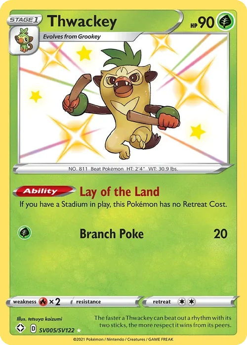 Thwackey SV005 Pokemon card from Shining Fates set