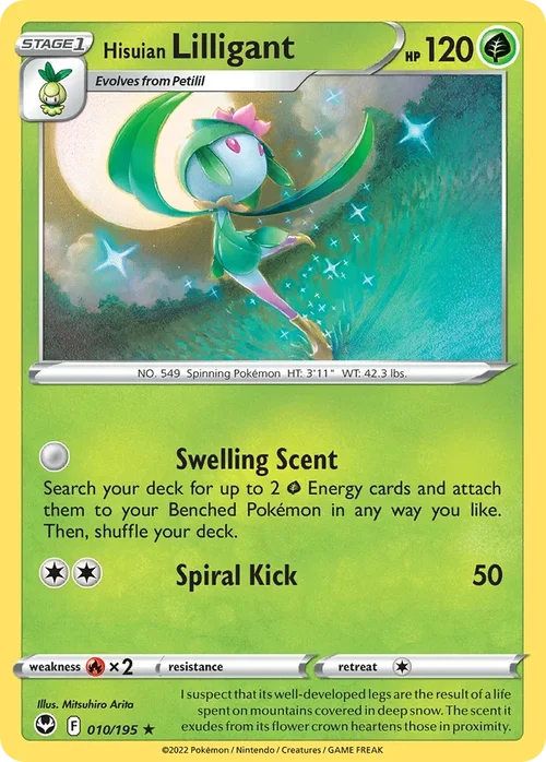 Hisuian Lilligant 10 Pokemon card from Silver Tempest set