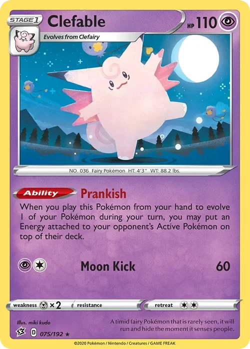 Clefable 75 Pokemon card from Rebel Clash set
