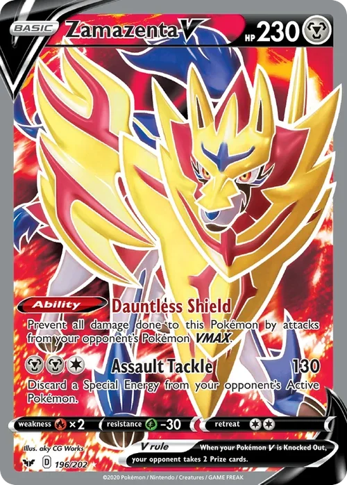 Zamazenta V 196 Pokemon card from Sword & Shield set
