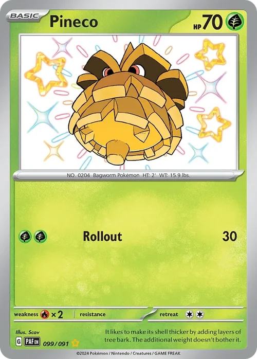 Pineco 99 Pokemon card from Paldean Fates set