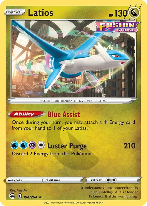 Latios 194 Pokemon card from Fusion Strike set
