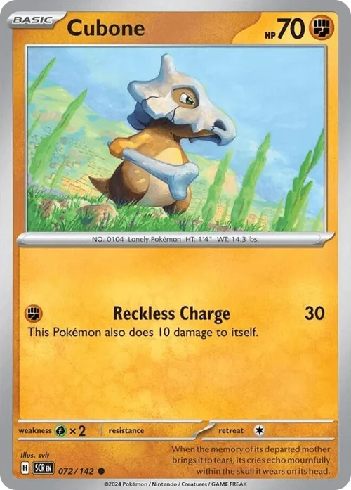 Cubone 72 Pokemon card from Stellar Crown set