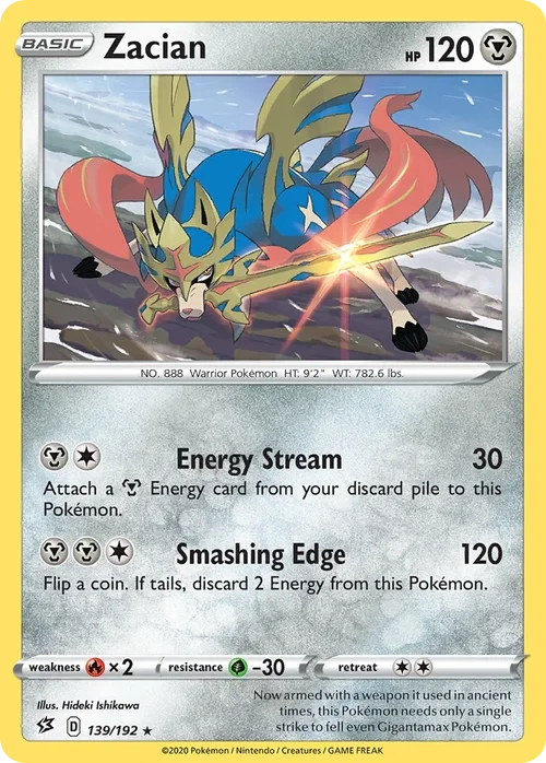 Zacian 139 Pokemon card from Rebel Clash set