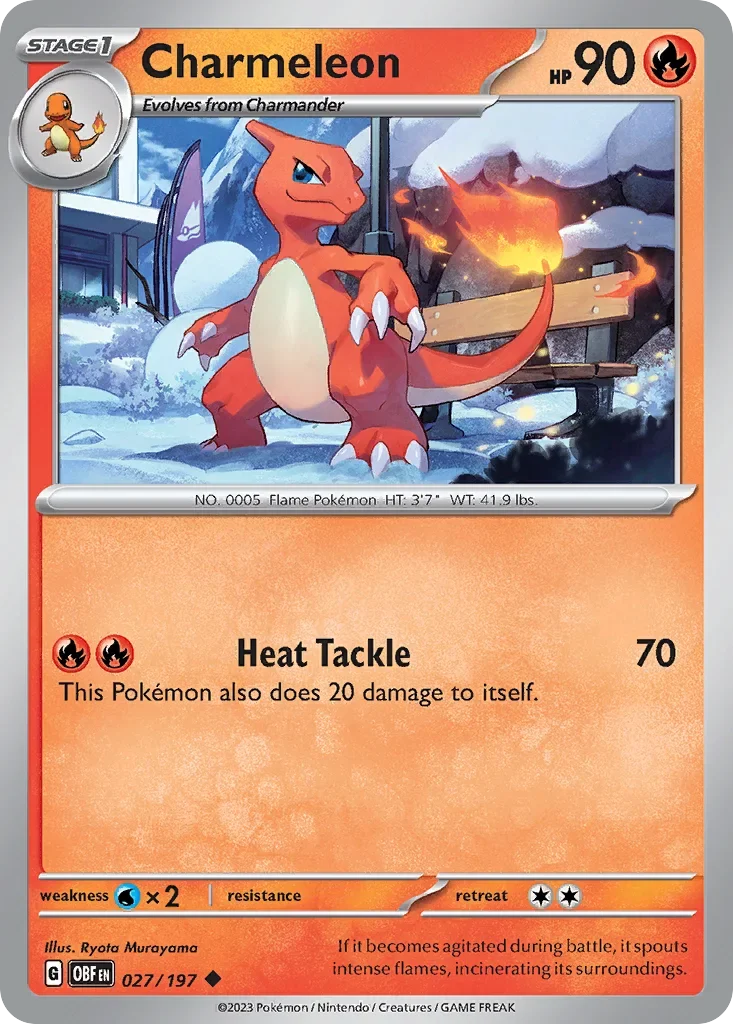 Charmeleon 27 Pokémon card from Obsidian Flames set