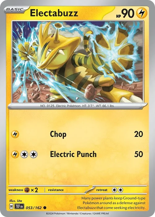 Electabuzz 53 Pokemon card from Temporal Forces set