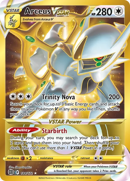 Arceus VSTAR 184 Pokemon card from Brilliant Stars set
