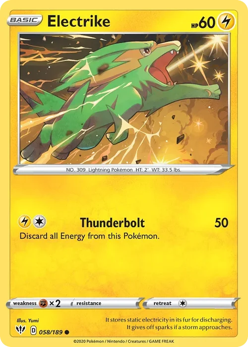 Electrike 58 Pokemon card from Darkness Ablaze set