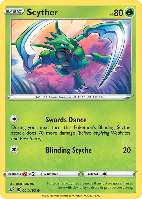 Scyther 4 Pokemon card from Rebel Clash set