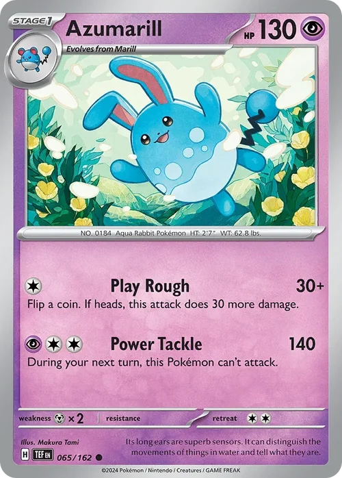 Azumarill 65 Pokemon card from Temporal Forces set