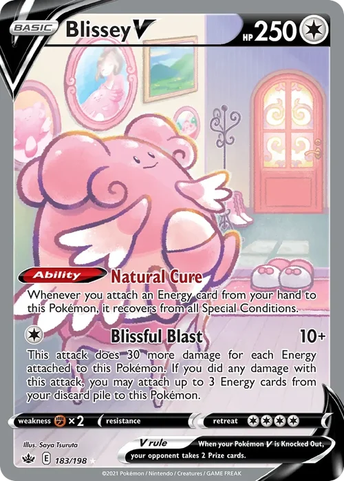 Blissey V 183 Pokemon card from Chilling Reign set