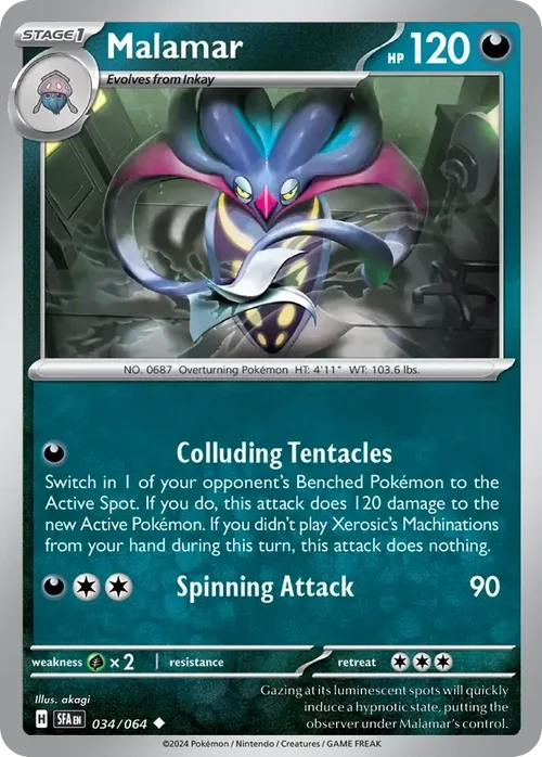 Malamar 34 Pokemon card from Shrouded Fable set
