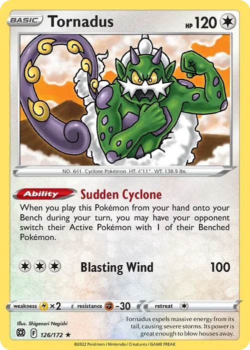 Tornadus 126 Pokemon card from Brilliant Stars set