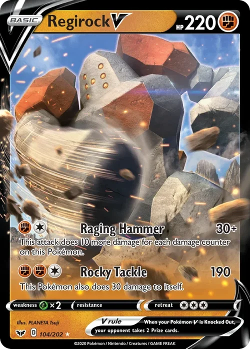 Regirock V 104 Pokemon card from Sword & Shield set
