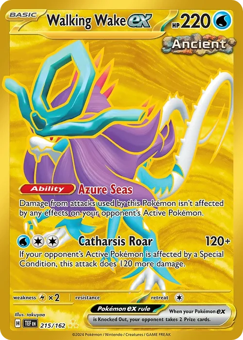 Walking Wake ex 215 Pokemon card from Temporal Forces set